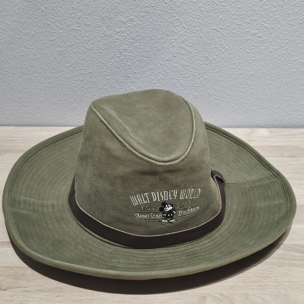 1980 Vtg Walt Disney World Mickey Mouse Animal Kingdom Safari Hat Green Khaki